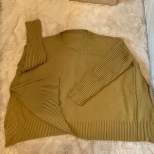Olive green V-Neck Sweater for Women